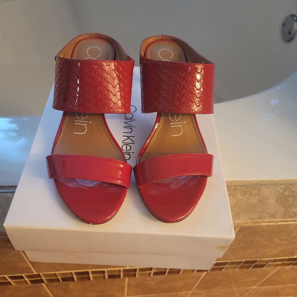 Calvin Kline Sandals,  Red, 7.5M